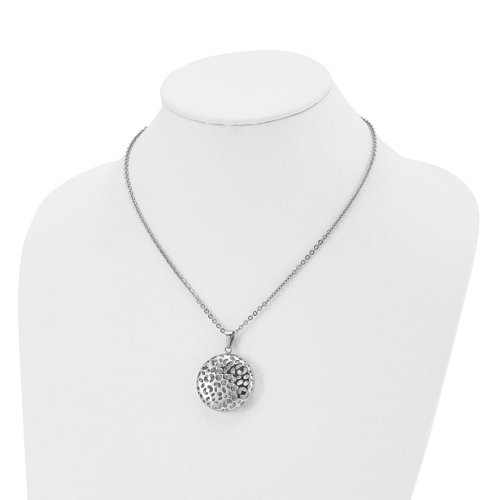 Stainless Steel Polished Puffed Cut-out Design 18in Necklace