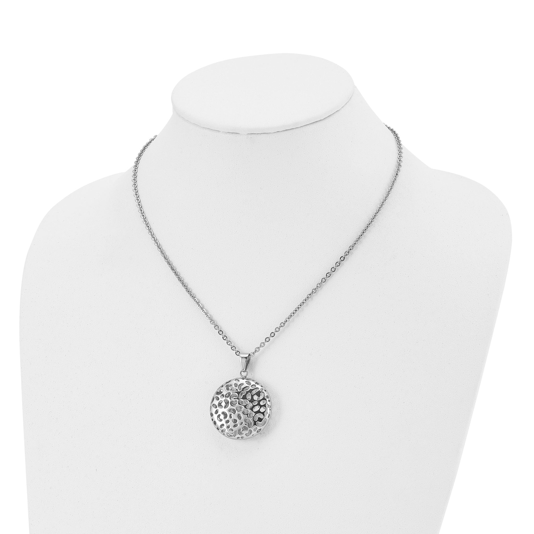 Stainless Steel Polished Puffed Cut-out Design 18in Necklace