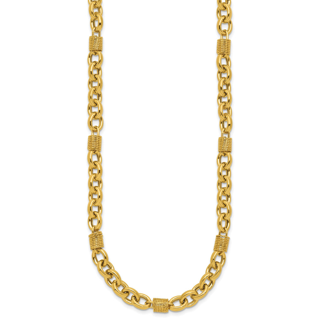 14K Polished and Textured Fancy Link Necklace