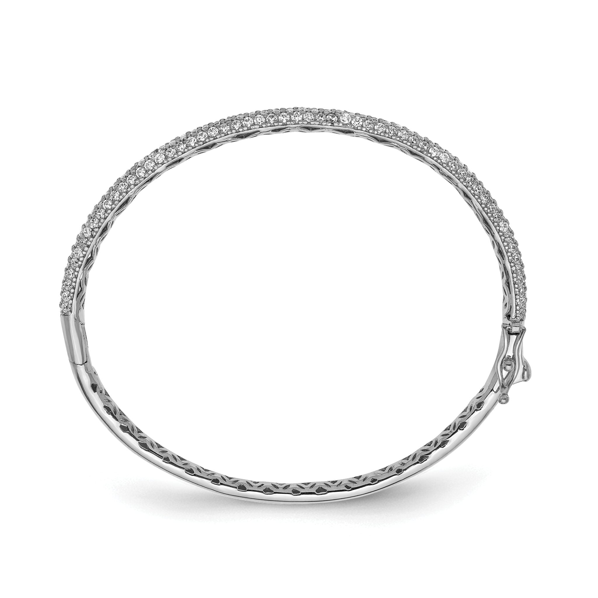 Sterling Shimmer Sterling Silver Rhodium-plated 175 Stone PavÃÂ¢Ã¢âÂ¬ÃÂ¡ CZ Hinged Bangle Bracelet Secondary image
