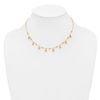 14K Polished Dangle Beaded w/2in Ext. Necklace
