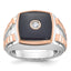 14k Two-tone White/Rose Gold Mens Cushion Onyx Diamond Ring Mounting, Mounting Only