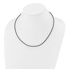 14k White Gold Clasp 1.5mm 16 inch Black Leather Cord Necklace