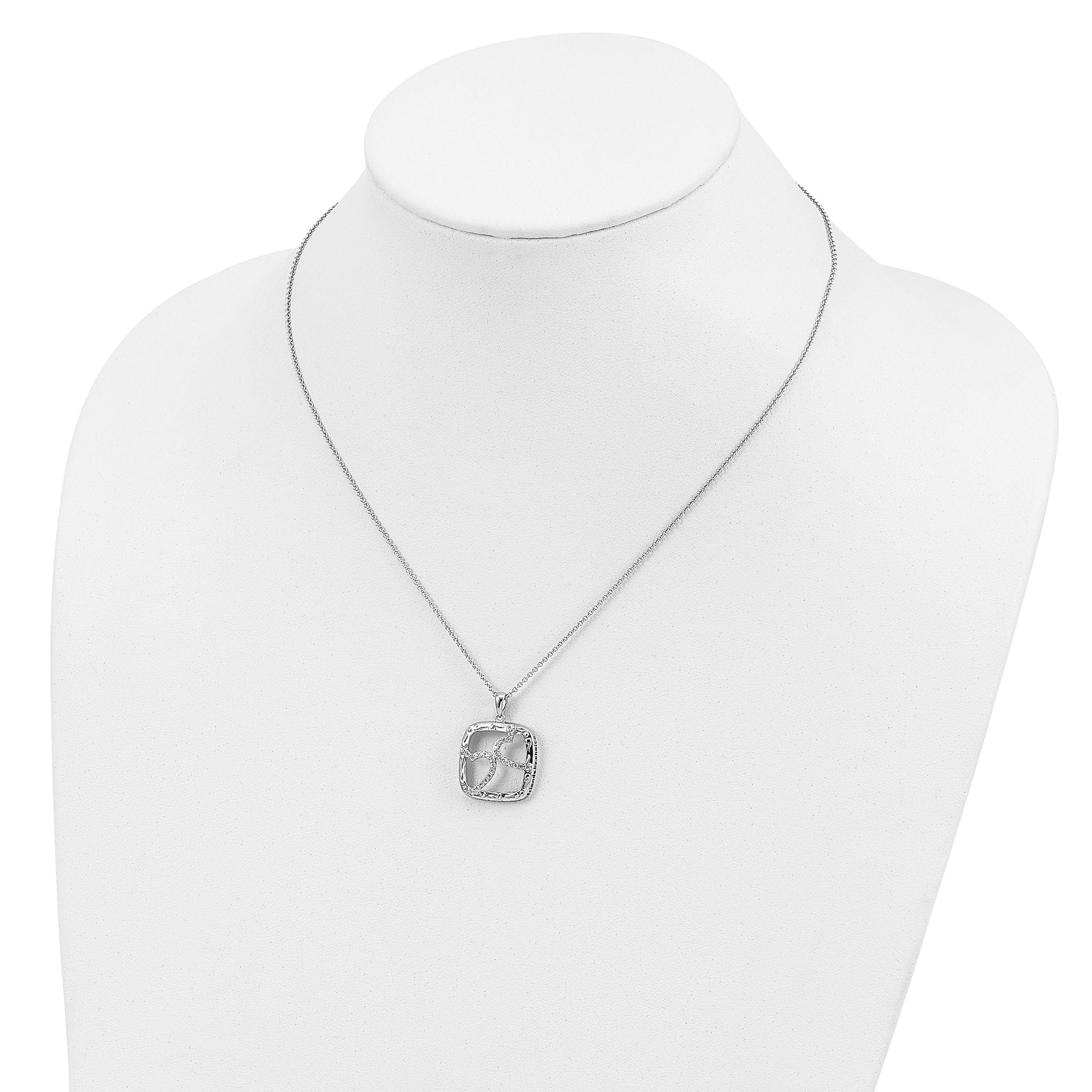 Sentimental Expressions Sterling Silver Rhodium-plated Antiqued CZ Sisters By Chance 18in Hearts Necklace