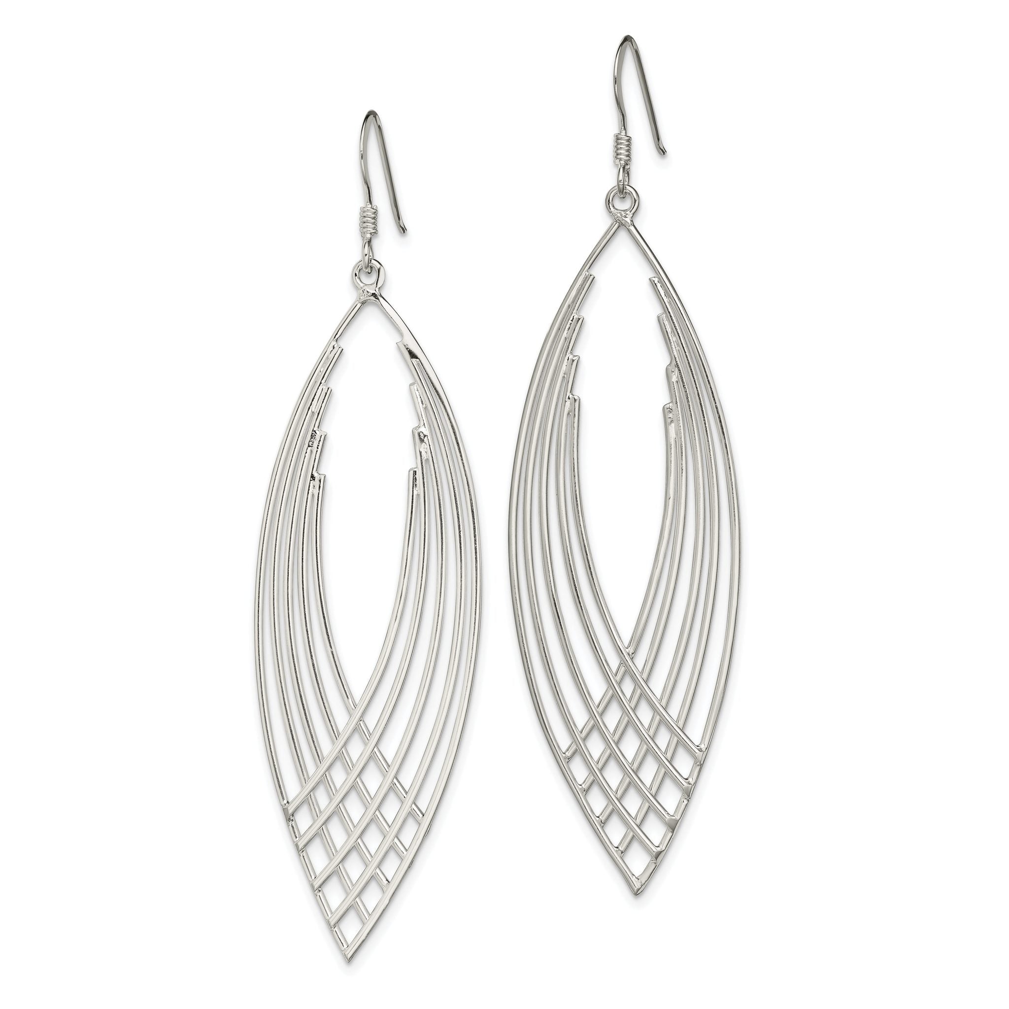 Sterling Silver Polished Fancy Dangle Shepherd Hook Earrings Secondary image