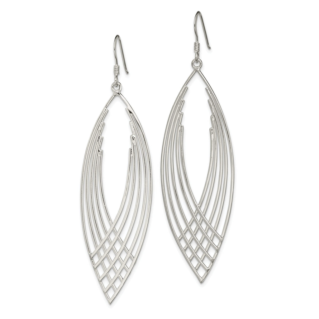 Sterling Silver Polished Fancy Dangle Shepherd Hook Earrings