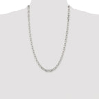 Sterling Silver Rhodium-plated 5.75mm Diamond-cut Long Link Cable Chain