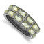 1928 Jewelry Black-plated Frame Grey Epoxy Faceted Stones Stretch Bracelet