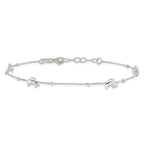 Sterling Silver Dolphins and Beads 4-Station 9 inch Plus 1 inch Extender - Total 10 inch Anklet