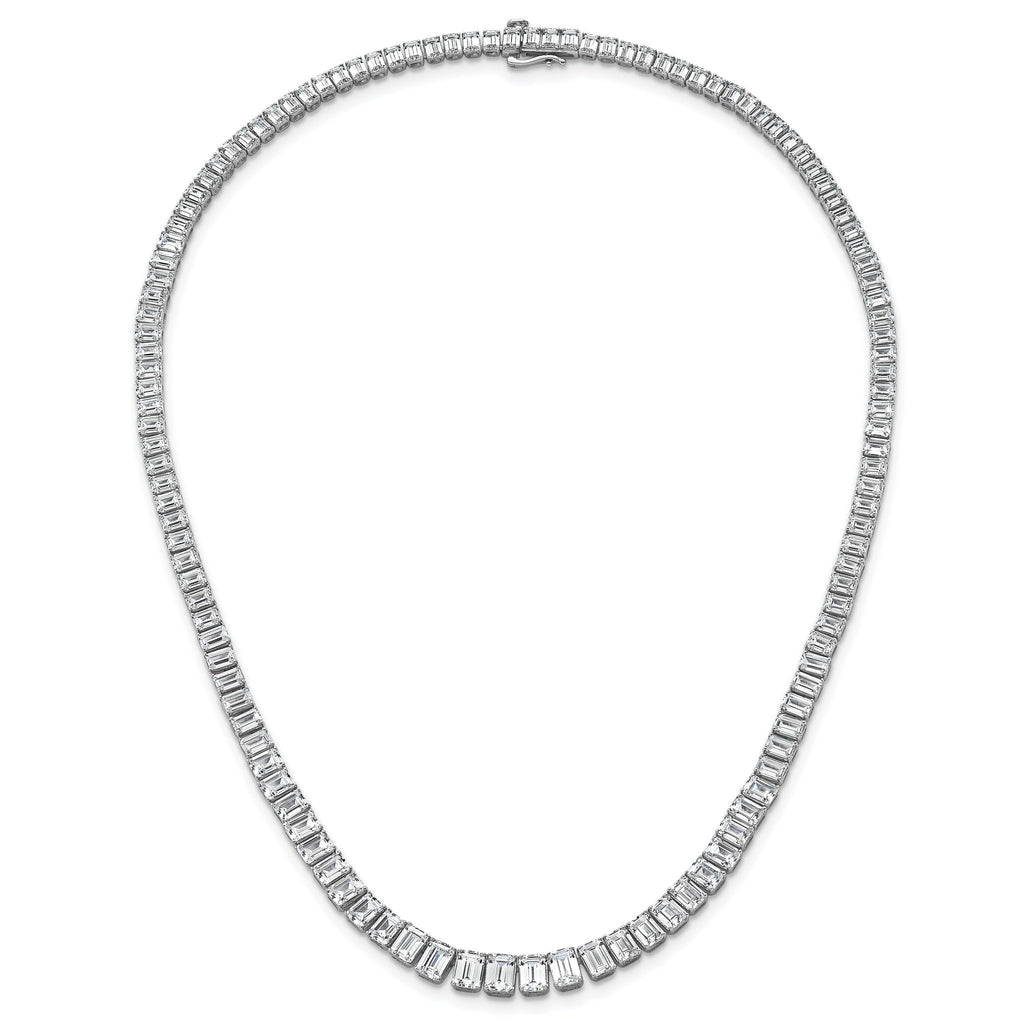 14k White Gold 29 1/6 carat Lab Grown Diamond VS+ F+ Complete 17 inch Emerald Graduated Tennis Necklace