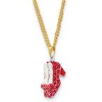 Luxury Giftware Pewter Bejeweled Crystals Silver-tone Enameled SCARLET Red High Heels with Bows Trinket Box with Matching 18 Inch Necklace