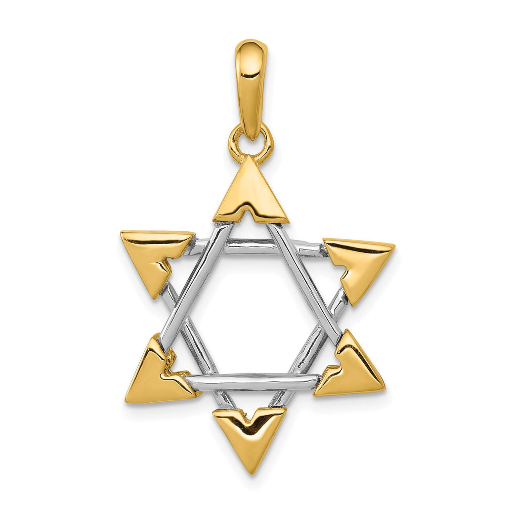 14K Two-Tone Gold Star of David Pendant with Elegant Closed Back Design