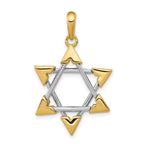 14K Two-Tone Gold Star of David Pendant with Elegant Closed Back Design