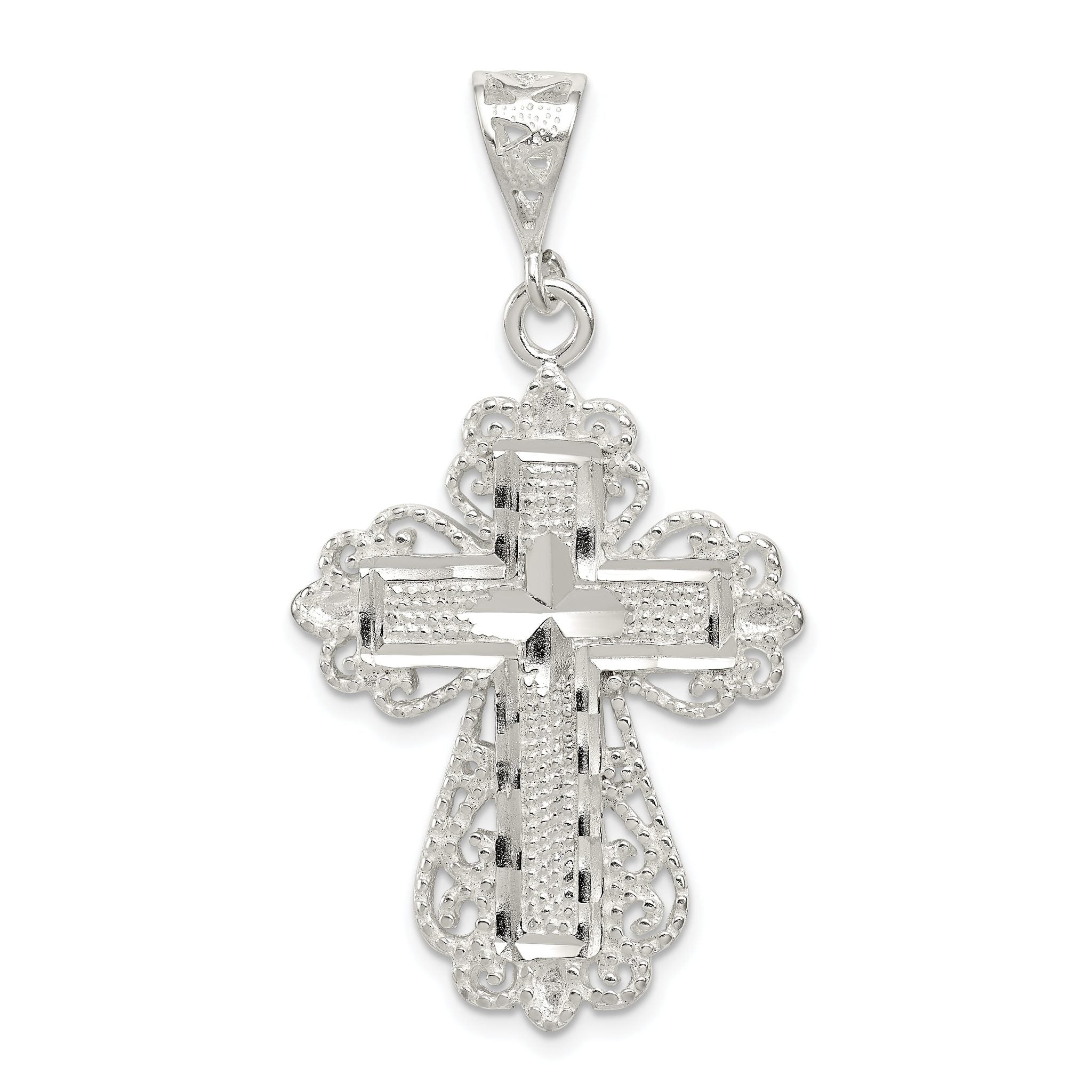 Sophia Jewelers 925 Sterling Silver Solid Cross Pendant Elegant and Timeless Design
