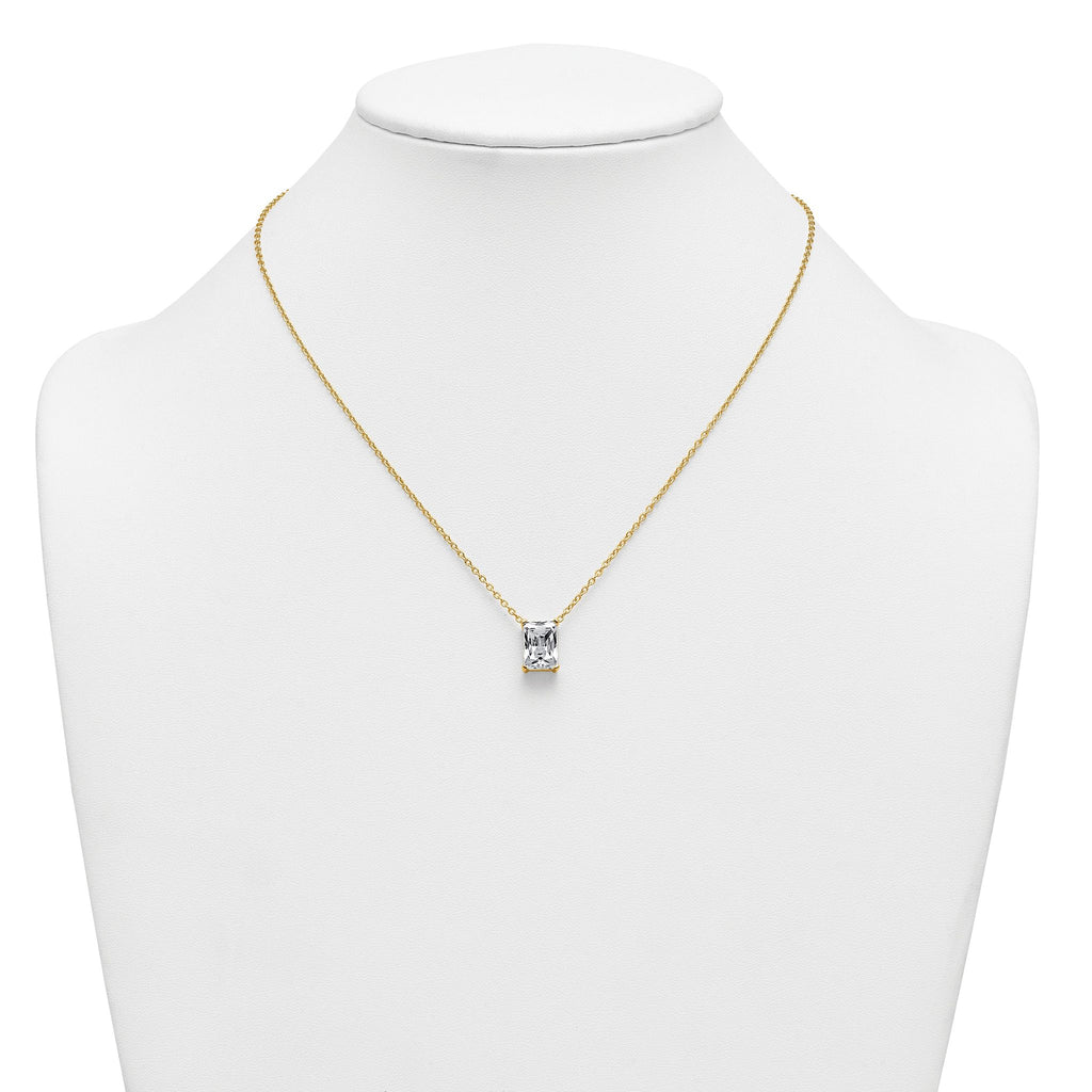 14k 4 carat Lab Grown Diamond VS+ F+ Radiant Complete 18 inch Four Prong Pendant Necklace