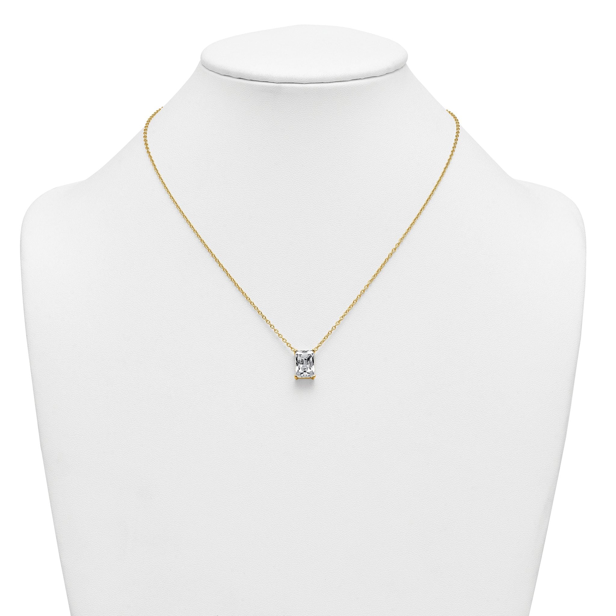 14k 4 carat Lab Grown Diamond VS+ F+ Radiant Complete 18 inch Four Prong Pendant Necklace
