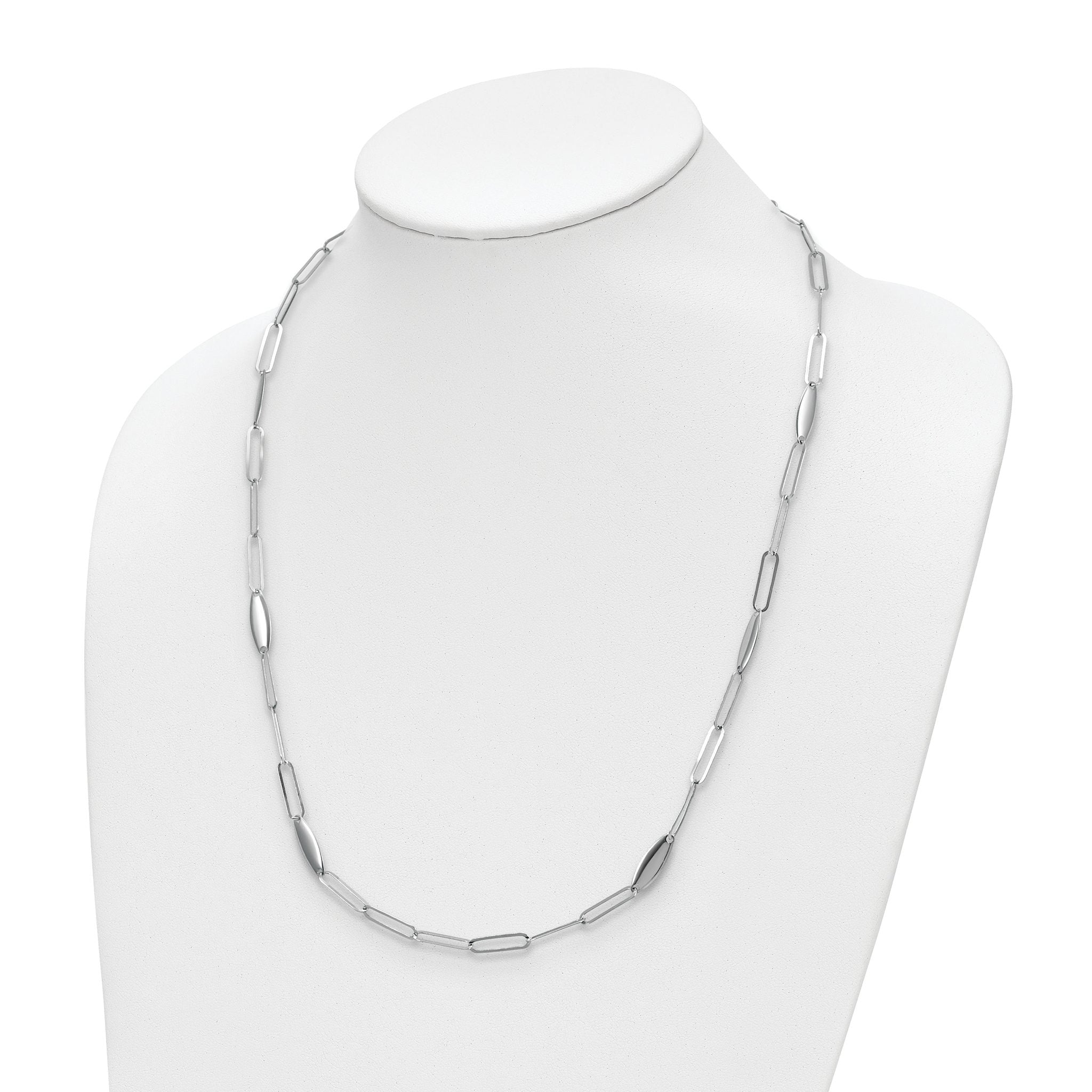 Sterling Silver Rhodium-plated Polished Flat Oval Link Necklace Secondary image