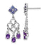 Sterling Silver Amethyst Iolite Diamond Dangle Earrings with Rhodium Plating