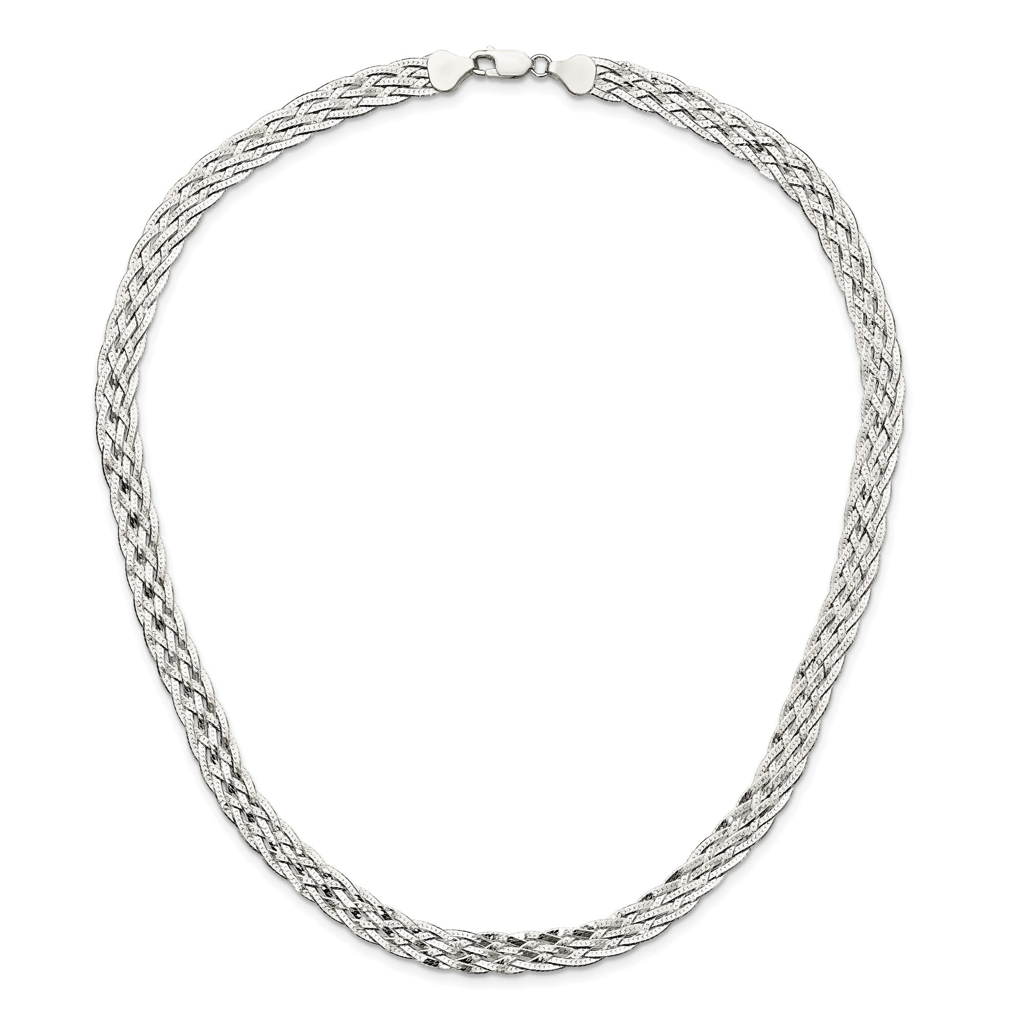 Sterling Silver 925 Braided Fancy Necklace with Polished Anti-Tarnish Finish