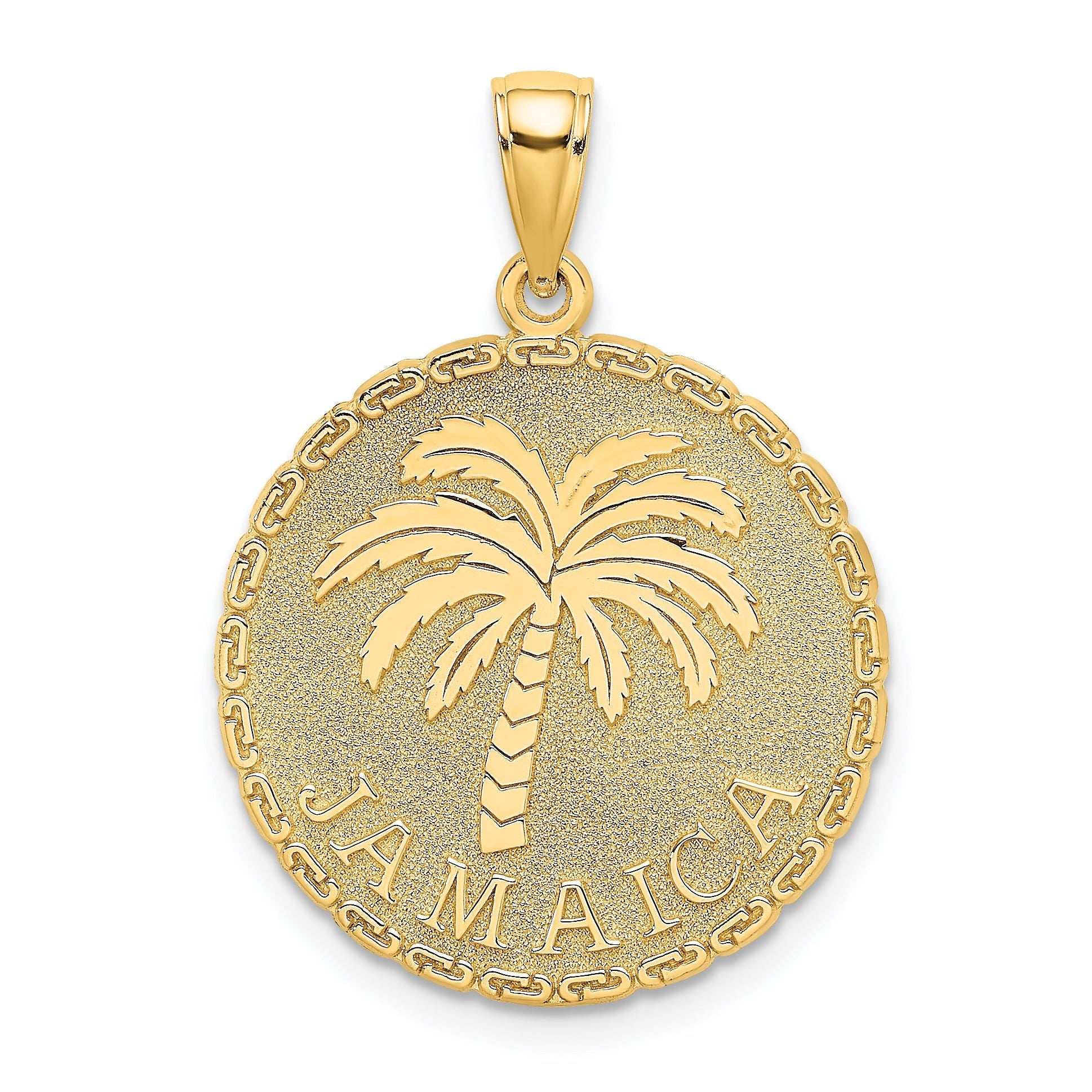 14K JAMAICA and Palm Tree Disk Charm Main image