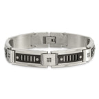 Stainless Steel Polished Black IP-plated with Black Cubic Zirconia Bracelet for Men