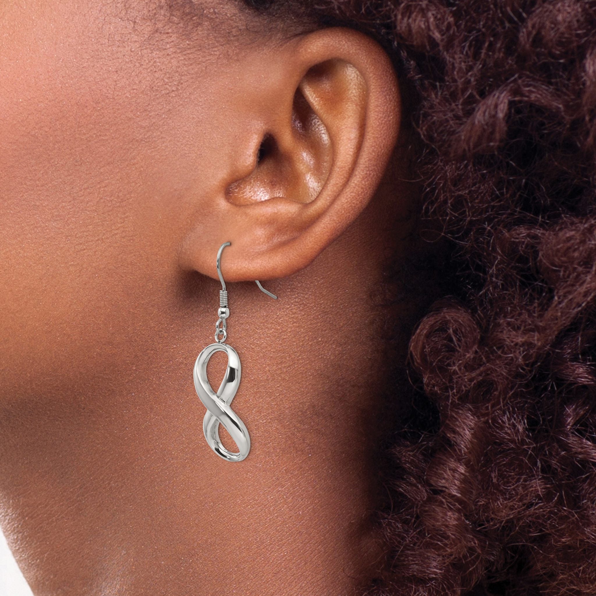 Stainless Steel Polished Infinity Drop Dangle Earrings for Women
