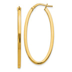 10K Gold Polished Oval Hoop Earrings with Hinged Closure Elegant & Lightweight