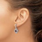 Shey Couture Sterling Silver Rhodium-plated with 14k Accent Garnet Dangle Post Earrings