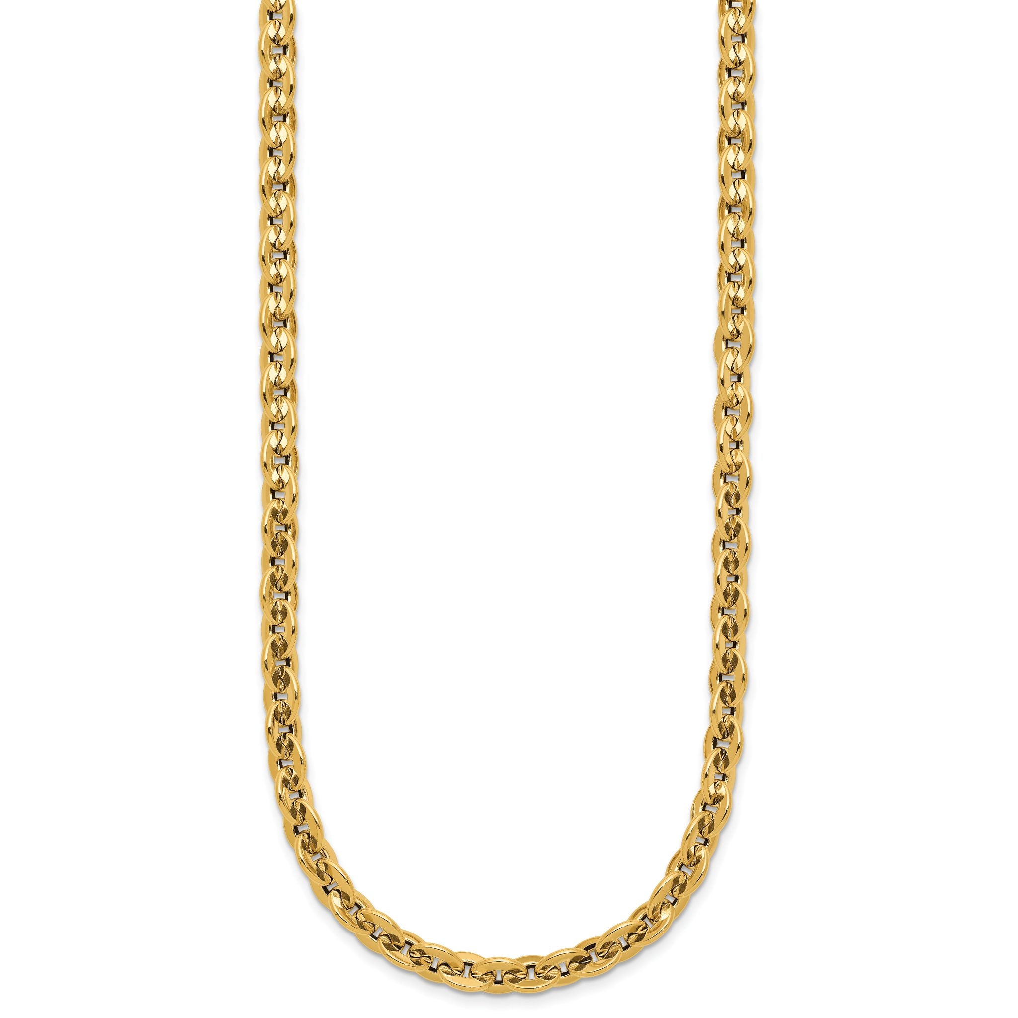 14K Polished Fancy Round Link Necklace