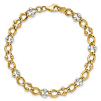 10K Two-tone Polished Fancy Link with Beads Bracelet