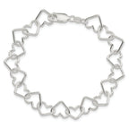 Sterling Silver Polished Fancy Large Heart Link Bracelet