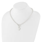 Sterling Silver Engraveable Heart Disc on Fancy Link Toggle Necklace