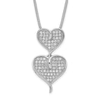 Sterling Silver CZ Double Heart Necklace Elegant Polished Design