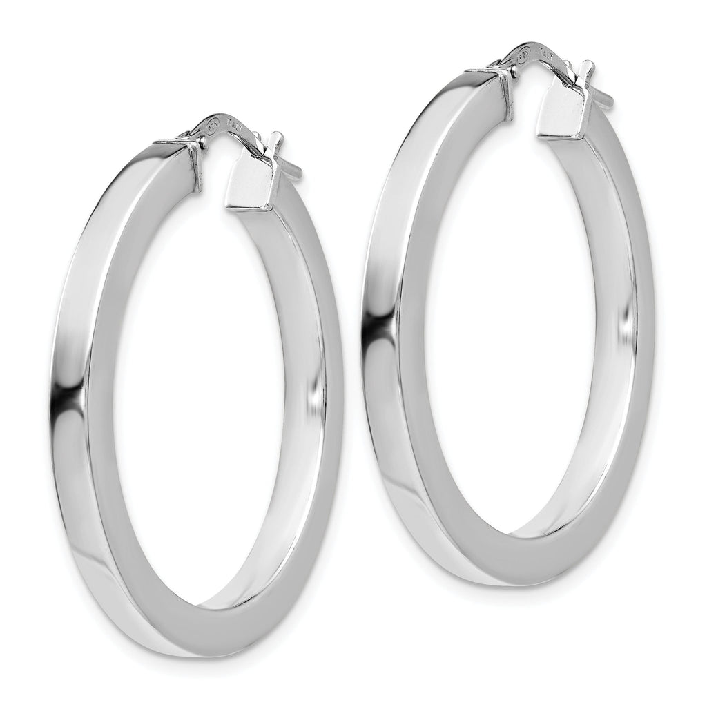 Sophia Jewelers 925 Sterling Silver Polished Hoop Earrings in Elegant Rhodium