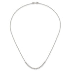 Sterling Silver Polished Center Beaded 18 Inch Necklace