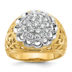 14k Two-tone Men's Polished Filigree Round Cluster Ring Mounting, Mounting Only
