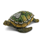 Luxury Giftware by Jere Pewter Bejeweled Crystals Gold-tone Enameled SWEETHEART Green Sea Turtle With Heart Trinket Box with Matching 18 Inch Necklace