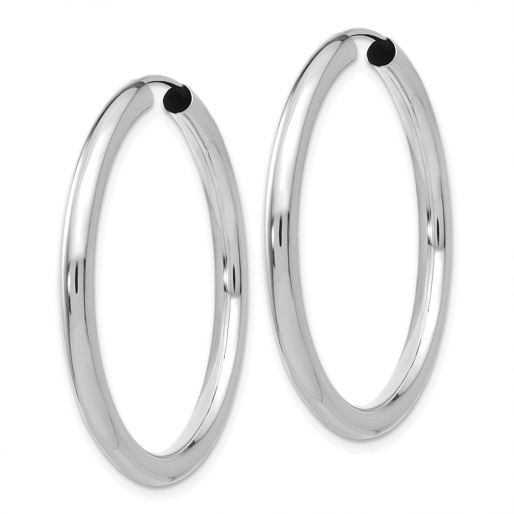 14k White Gold Polished Endless Tube Hoop Earrings Secondary image