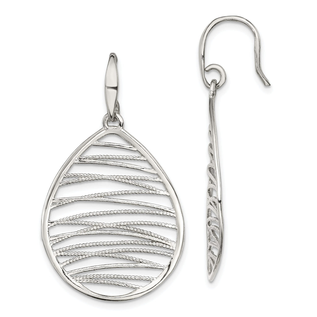 Sophia Jewelers Sterling Silver 925 Teardrop Dangle Earrings with Polished Textured Finish