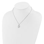 Cheryl M Sterling Silver Rhodium-plated Polished Fancy Emerald-cut CZ Halo with 2 Inch Extension Necklace