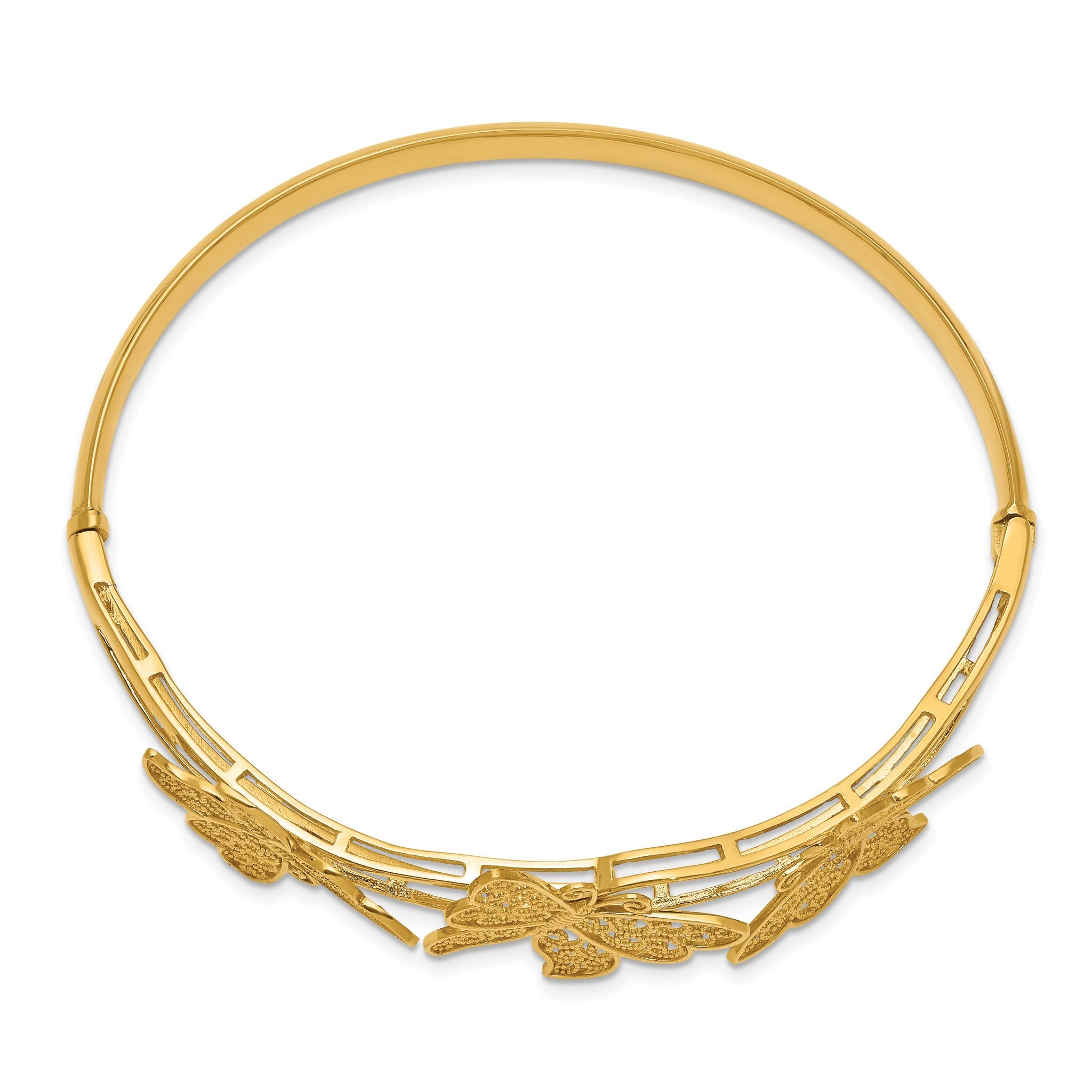 Sophia Jewelers 14K Gold Butterfly Filigree Hinged Bangle Bracelet Secondary image