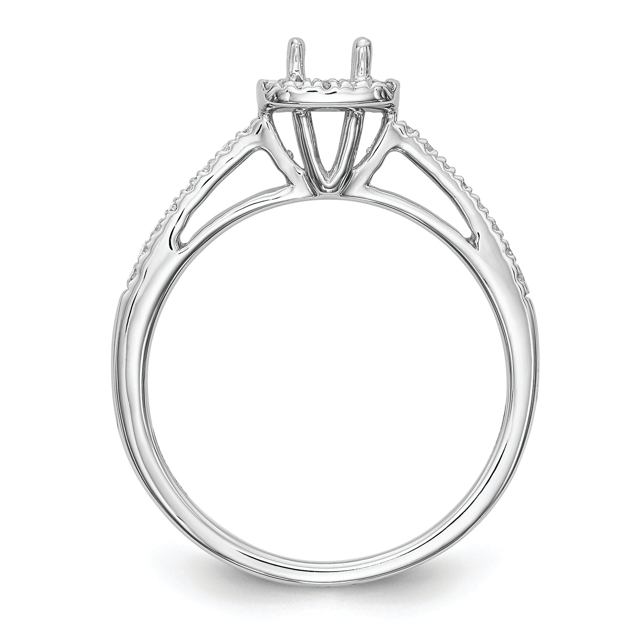 14K White Gold Halo Plus (Holds 1/3 carat (4.5mm) Round Center) 1/5 carat Diamond Semi-Mount Engagement Ring Secondary image