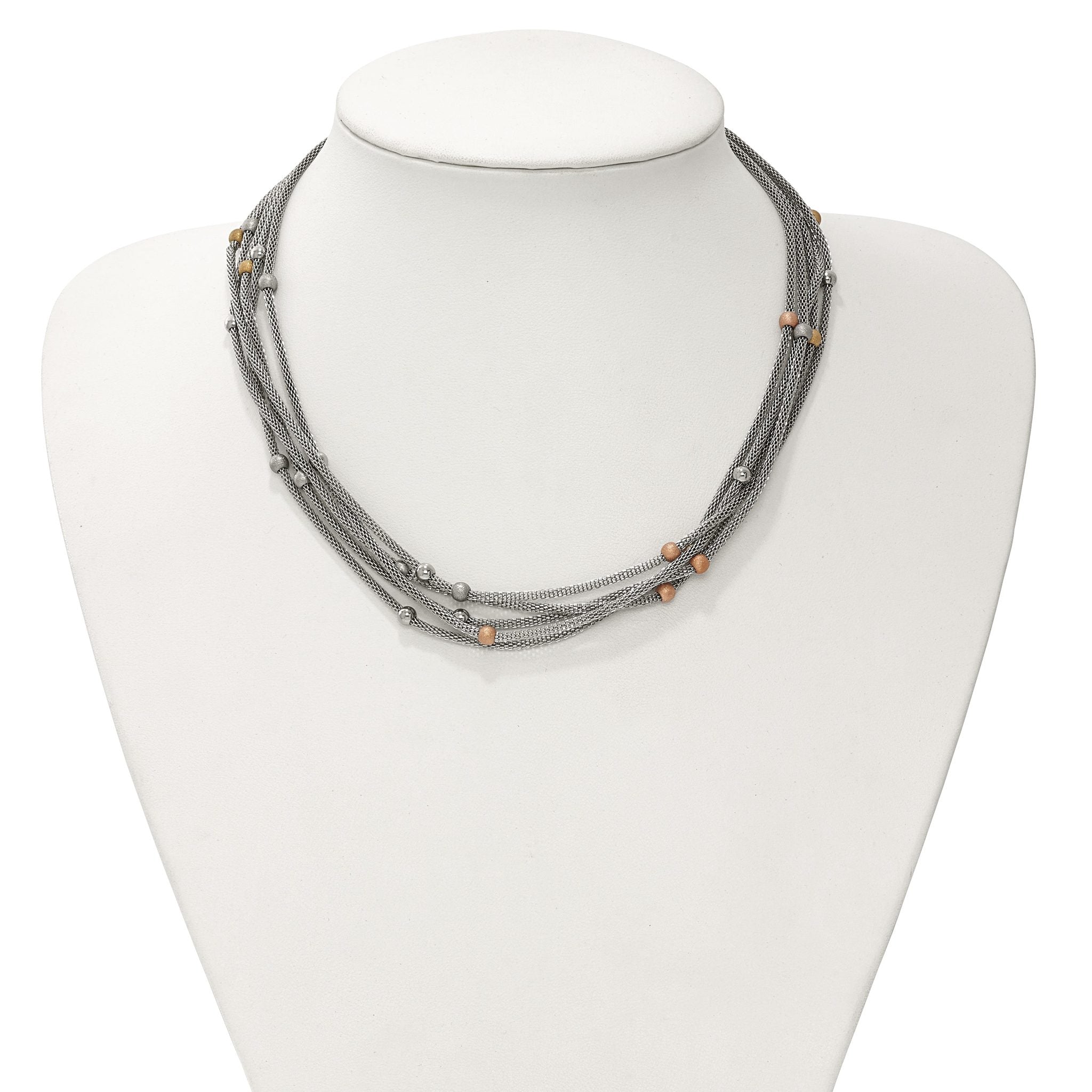 Two-Tone Mesh Necklace in Stainless Steel Secondary image