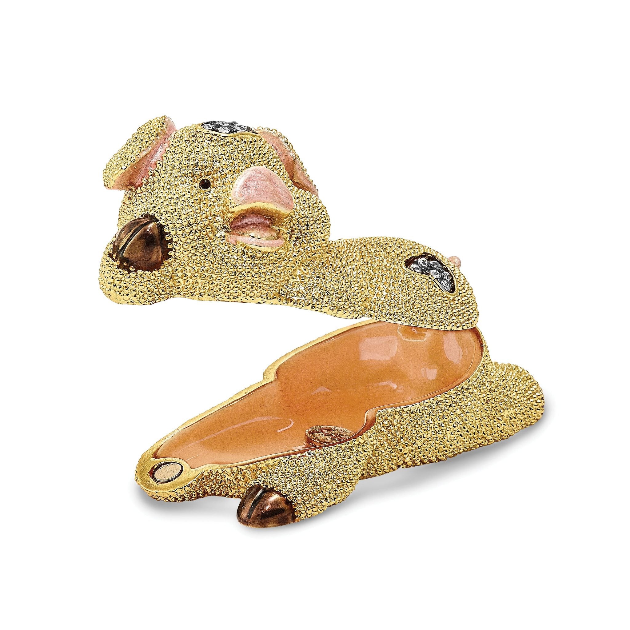Luxury Giftware Pewter Bejeweled Crystals Gold-tone Enameled PANDY POSH Cute Golden Pig Trinket Box with Matching 18 Inch Necklace Secondary image