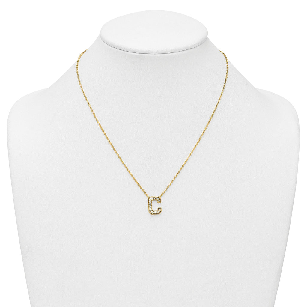 14k 1/3 carat Lab Grown Diamond VS+ F+ Complete Letter C 18 inch Initial Necklace