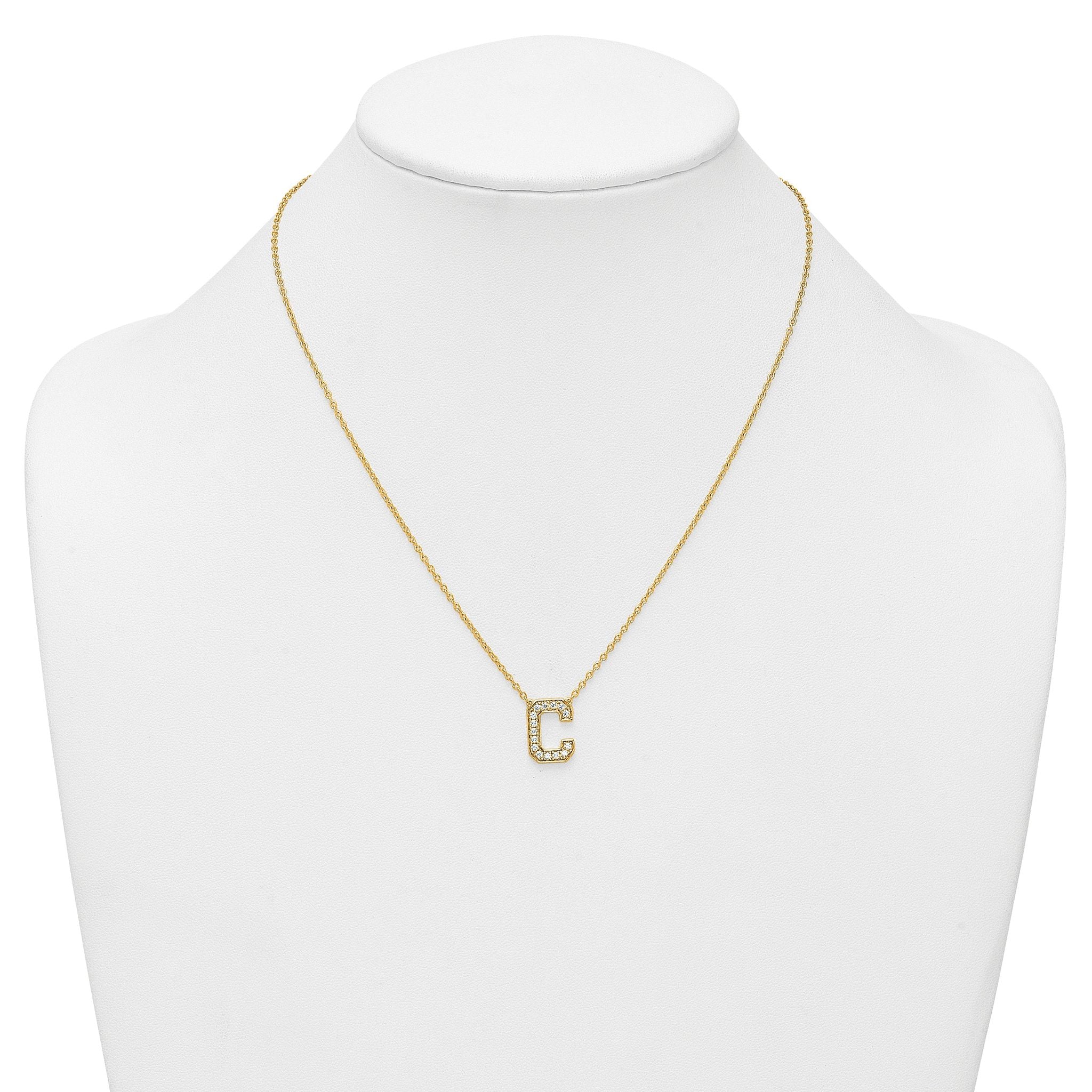 14k 1/3 carat Lab Grown Diamond VS+ F+ Complete Letter C 18 inch Initial Necklace