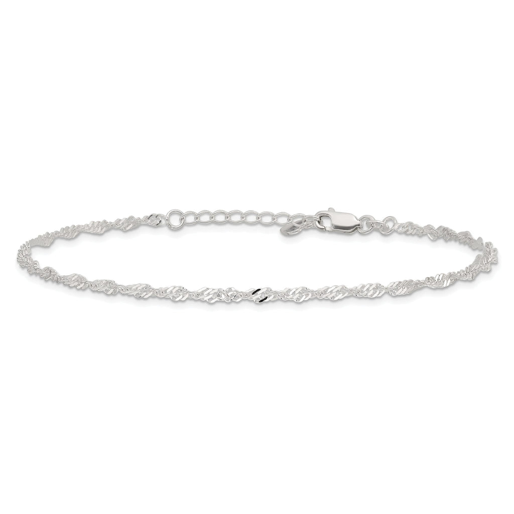 Singapore Chain Anklet in Sterling Silver, 3mm