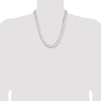 Sterling Silver Rhodium-plated 11.9mm Concave Beveled Curb Chain