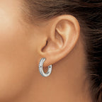 Titanium Polished Hinged Cubic Zirconia Huggie Hoop Earrings for Women