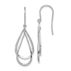 Sterling Silver Diamond Dangle Earrings with Rhodium Plating and French Wire